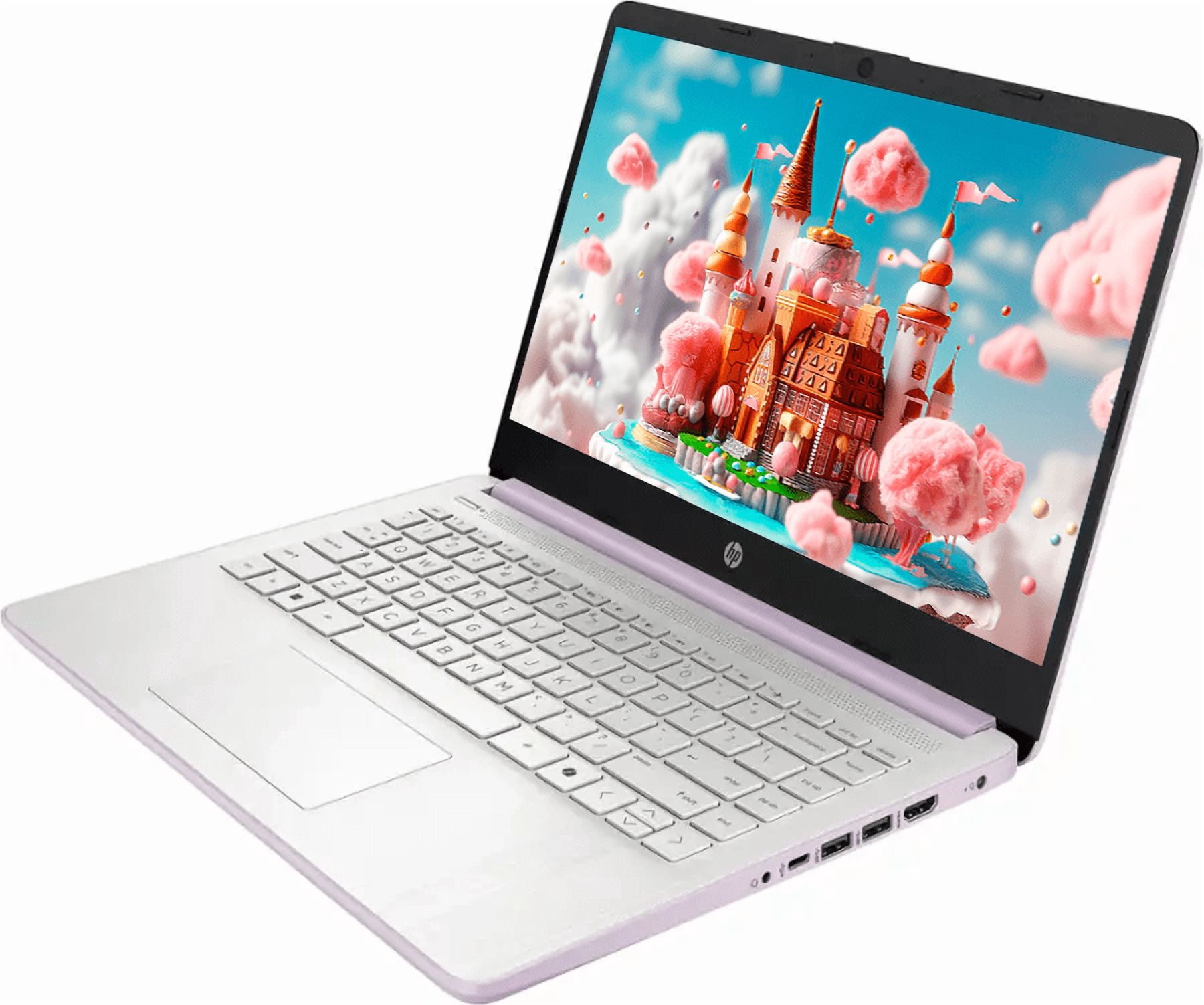 HP 14 Inch LED Laptop for Student & Business, 32GB RAM 640GB Storage (128GB UFS+512GB SD Card), Copilot Laptop, Windows 11, 1-Year Office 365, 4-core Intel Processor, NLY Earphones, Honey Lavender