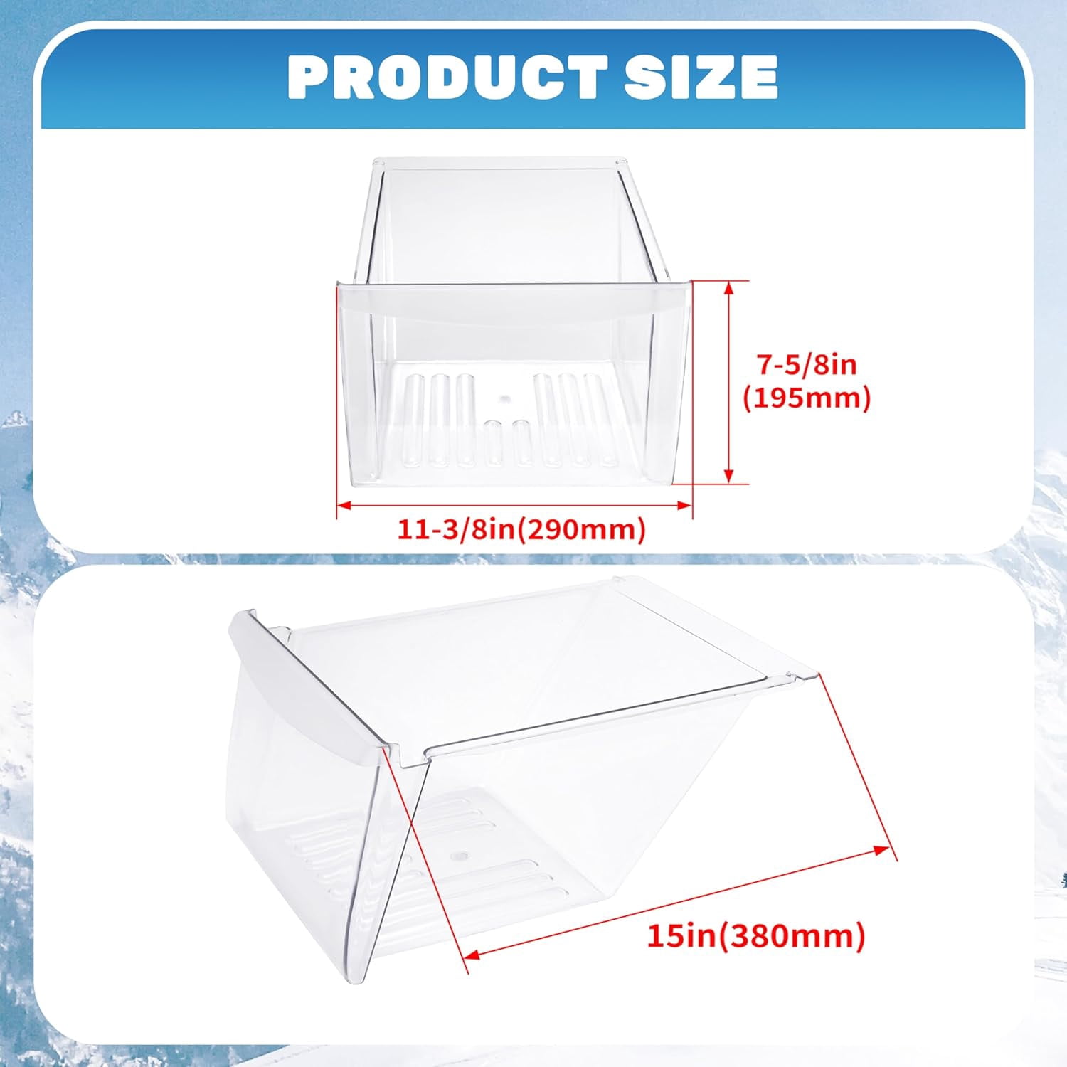 240364503 Crisper Drawer Compatible with Frigidaire Refrigerator Freezer 240364502 240364505 240364507 Meat Pan Crisper Bin Plastic (PC) Replacement Only Clear