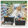 thumbnail image 3 of Jumbo Shopping Cart,2 Layers Grocery Cart on Wheels, Foldable Utility Shopping Carts with Double Basket and 360° Rolling Swivel Wheels for Groceries Laundry, 3 of 8
