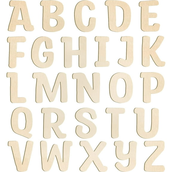 6 inch Wooden Letters 26Pcs Wooden Alphabet Letter for Crafts Unfinished Wood Letters for Home Wall Decor Kids Arts Painting DIY Learning