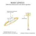 thumbnail image 6 of Rosec Jewels Moissanite Solitaire Engagement Ring 3 Carat - 8 mm Princess Cut Moissanite Ring for Women - D-VS1 Grade, 18K Yellow Gold, US 3.00, 6 of 9