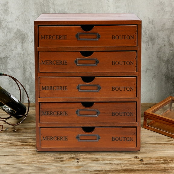 Miumaeov Vintage Jewelry Organizer Wooden Storage Box 5 Layers Case with 5 Drawers