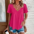 thumbnail image 6 of T Shirts For Women Womens Tops Casual Solid Color Scallops V Neck Tops Comfortable Breathable Short Sleeved V Neck T Shirt, 6 of 6