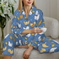 thumbnail image 6 of Pofeuu Chicken Family Print Womens Pajamas Set Long Sleeve Sleepwear Button Down Nightwear Soft Pj Lounge Sets Button Down Pajamas Women-X-Large, 6 of 7