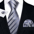 thumbnail image 5 of Barry.Wang Men's Ties Formal Stripe Necktie Set with Handkerchief Cufflink Silk Woven, 5 of 5