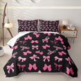 thumbnail image 2 of Manfei Pink Coquette Bowknot Bed Spread Queen For Girls,Pink Princess Bow Queen Coverlet Set For Kids,3-Piece, 2 of 7