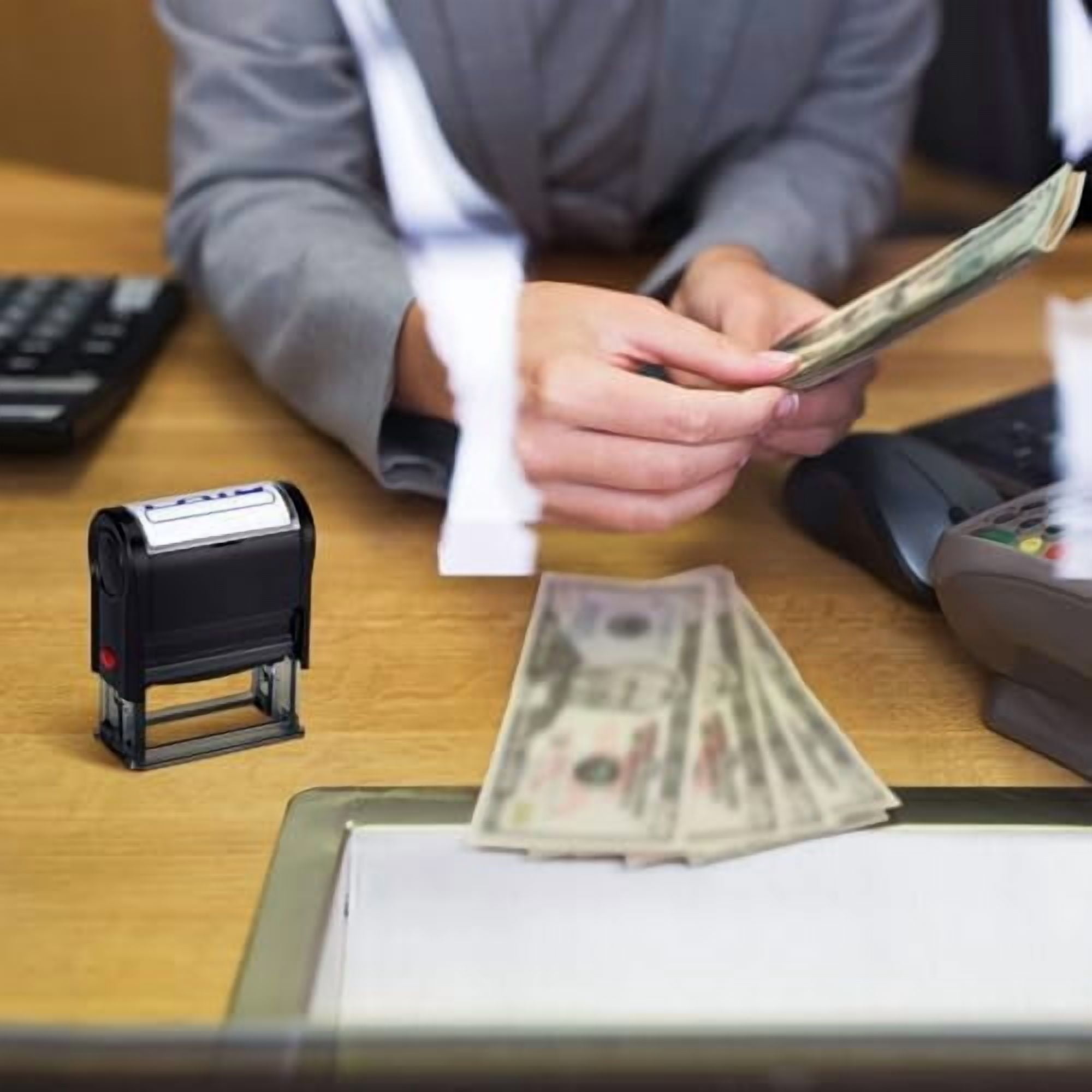 2 Pcs Self Inking Rubber Stamp, Deposit Only Stamps for Checks Ink Office Stamps for Business Message Payable Accounts Office Supplies and Retail Use$$Office