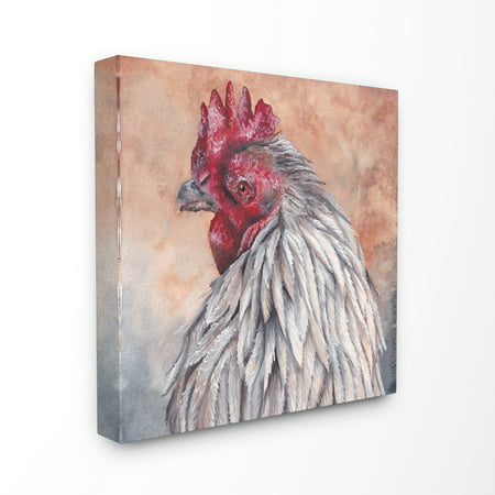 The Stupell Home Decor Collection Rust Orange Painted Rooster Portrait Stretched Canvas Wall Art, 30 x 1.5 x