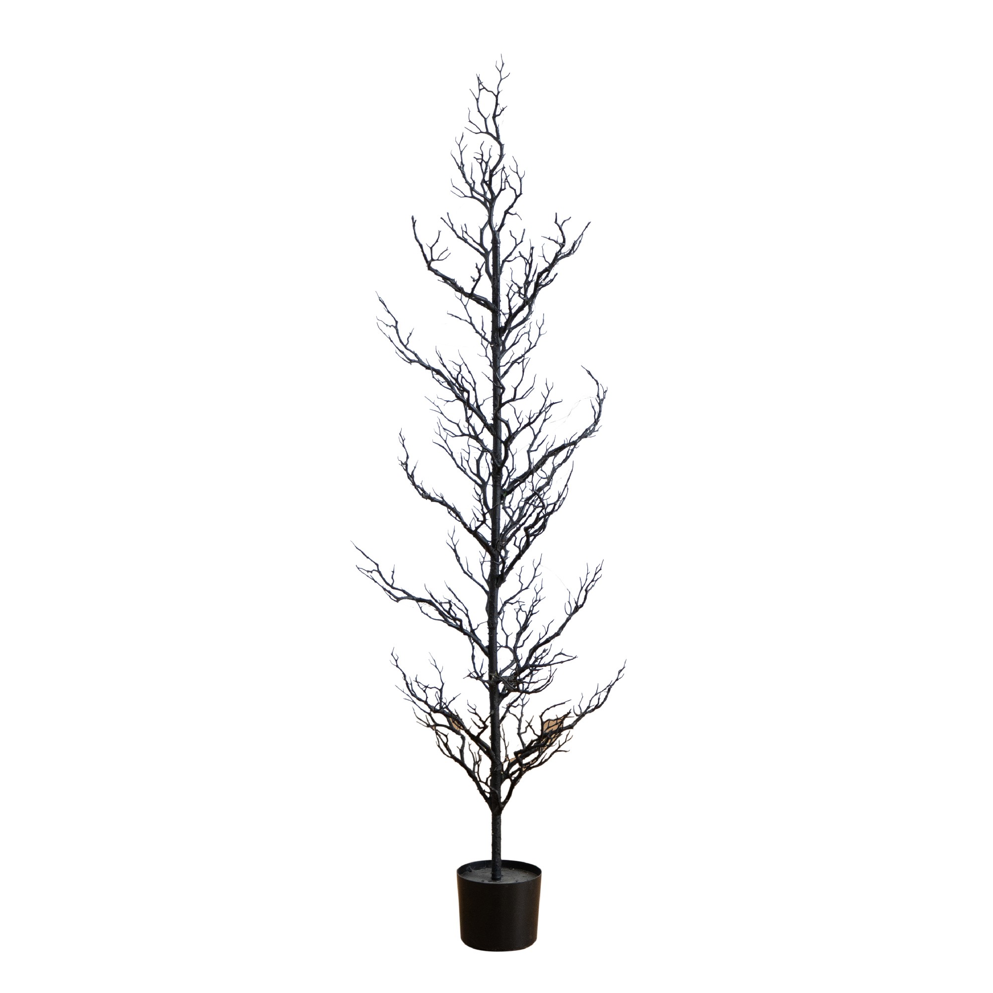 Nearly Natural 5ft. Pre-Lit Artificial Halloween Black Spooky Twig Tree with 200 Orange & Purple Copper Wire String LED Lights