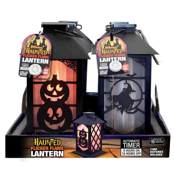 8 in. Haunted Flicker Flame Lantern Halloween Decor - Pack of 6