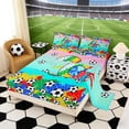 thumbnail image 2 of Erosebridal Letter G Teal Gradient Soccer Ball Print Queen Sheet Sets, Sports Monogram Bed Set for Kids Boys and Girls, 1 Flat Sheet, 1 Fitted Sheet and 2 Pillowcases, 2 of 6