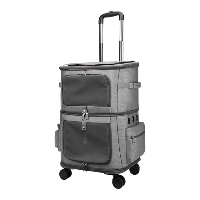 Ruiboury Portable Pet Trolley Bag Pockets Double Breathable Layer for Travel