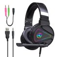 thumbnail image 1 of Auriculares con cable para computadora, auriculares estéreo luminosos Rgb para juegos, adecuados para computadora portátil / tableta, PC / teléfono móvil, etc. Feliz Sencillez, 1 of 1