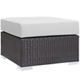 thumbnail image 1 of Modway Ottomane de Patio Carrée en Tissu et Rotin, Espresso/blanc, 1 of 3