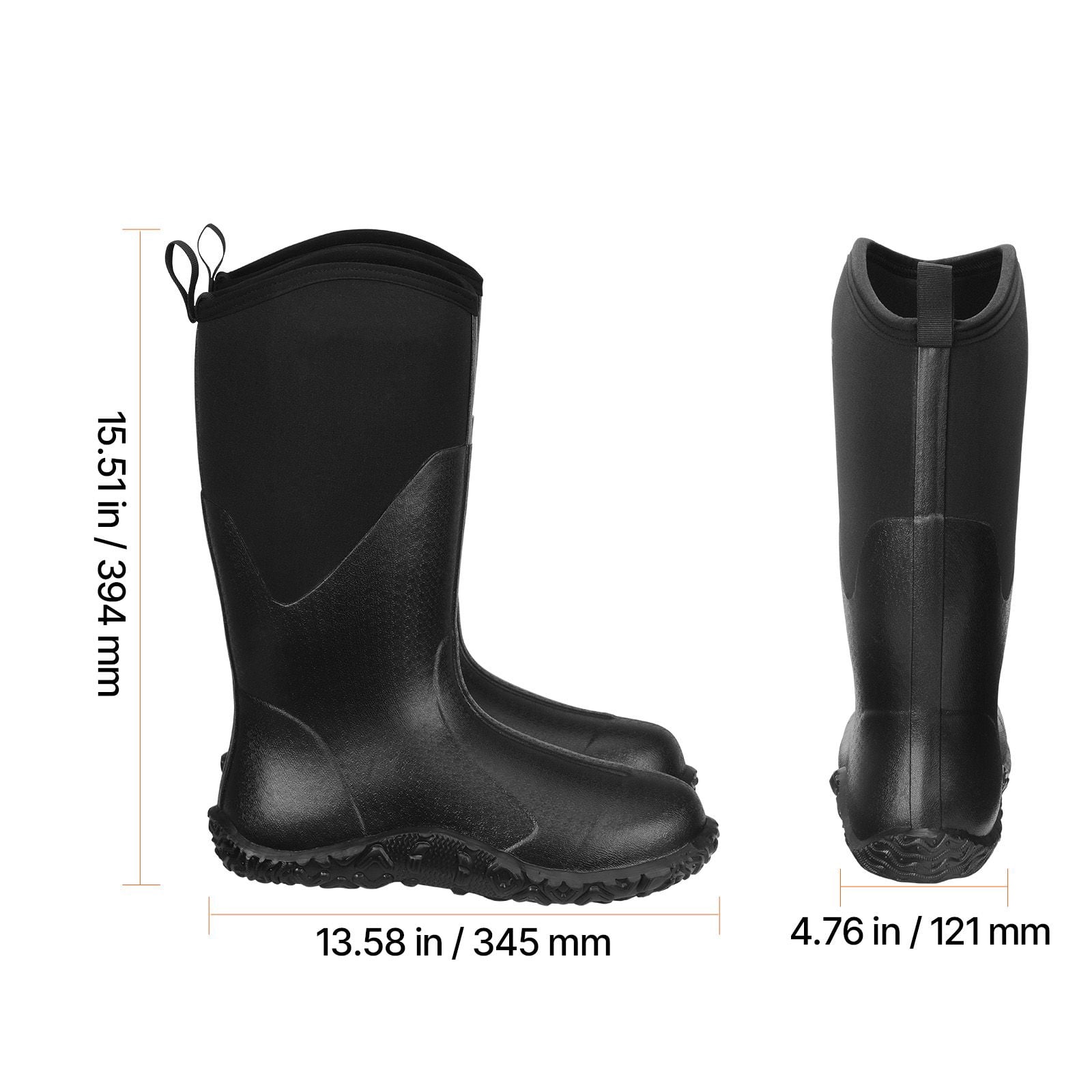 Men's Steel Toe Rubber Boots with 0.3" Insulation, Puncture-Resistant, 125,000 Flex Test, Sizes 9-13 for Work Rain Snow
