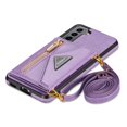 thumbnail image 5 of Dteck Case For Samsung Galaxy S21 Plus 6.7-inch,Luxury Leather Zipper Card Holder Wallet Cross Body Shoulder Strap Case for Galaxy S21+ 5G Shockproof Hybrid Rubber Kickstand Cover,Purple, 5 of 8