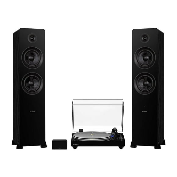 Fluance RT85 Reference High Fidelity Vinyl Turntable (Piano Black), PA10 Phono Preamp and Ai81 Powered Floorstanding Speakers (Black Ash), Ortofon 2M Blue Cartridge, 150W Class D Amplifier, Bluetooth