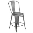 thumbnail image 2 of Home Square 3 Piece Metal Slat Back Counter Stool Set in Distressed Silver Gray, 2 of 6