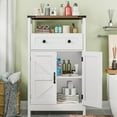 thumbnail image 3 of Farmhouse Bathroom Storage Cabinet with Barn Doors, Bathroom Storage Organizer with Drawers, Rustic Freestanding Floor Cabinet for Kitchen, Living Room, White, 3 of 14
