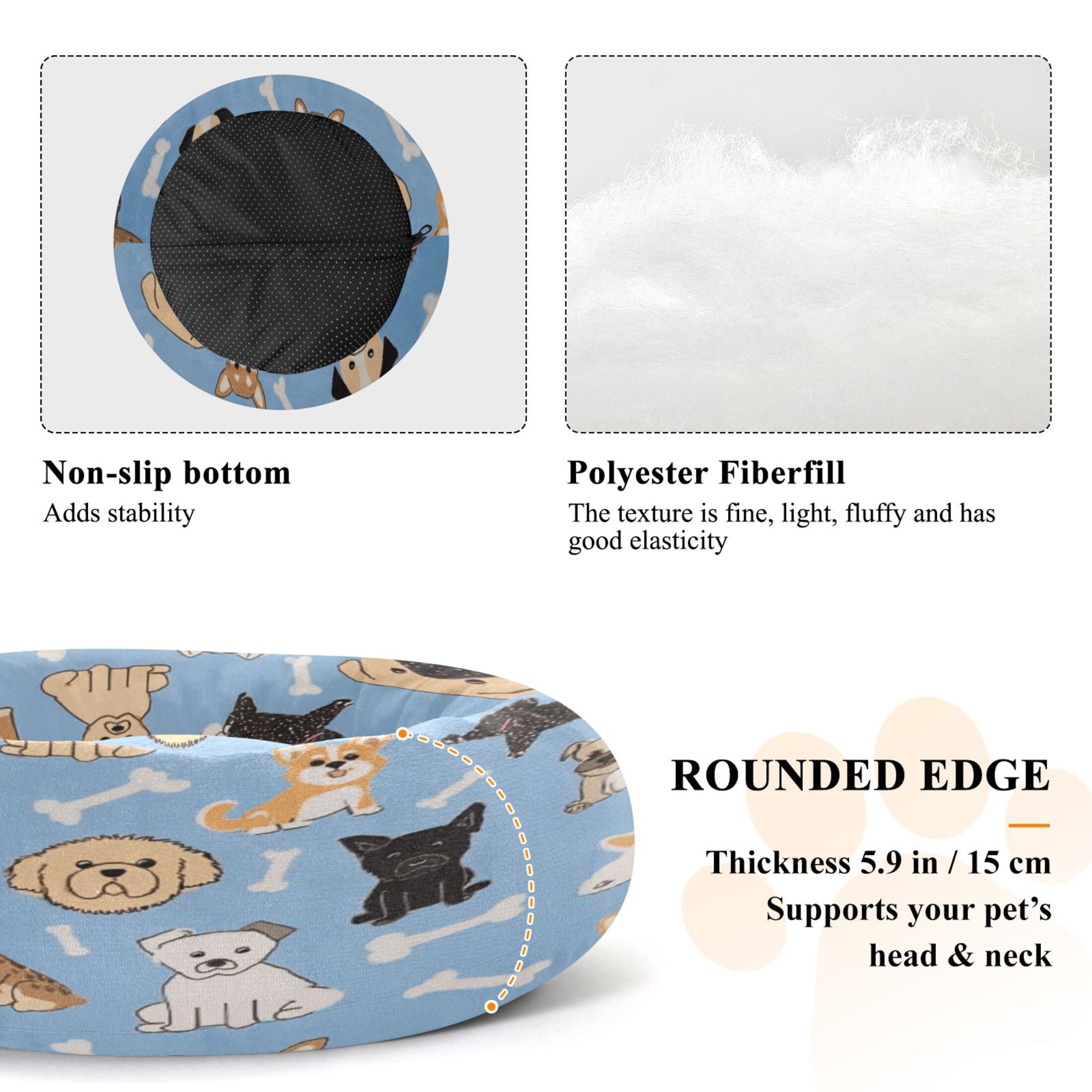 Iauyy Pet Couch Donut Cat Bed for Indoor Cats/Small Dogs Washable & Machine with Non-slip Bottom Calming Cat Furniture, Bone (M)