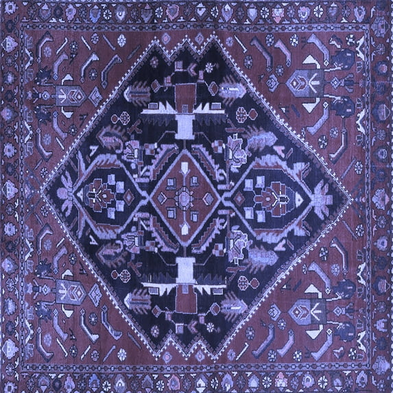 Ahgly Company Indoor Square Medallion Blue Traditional Area Rugs, 5' Square