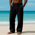 thumbnail image 6 of Mens Casual Linen Pants for Men Elastic Back Waist Lightweight Cotton Linen Trousers S, 6 of 6