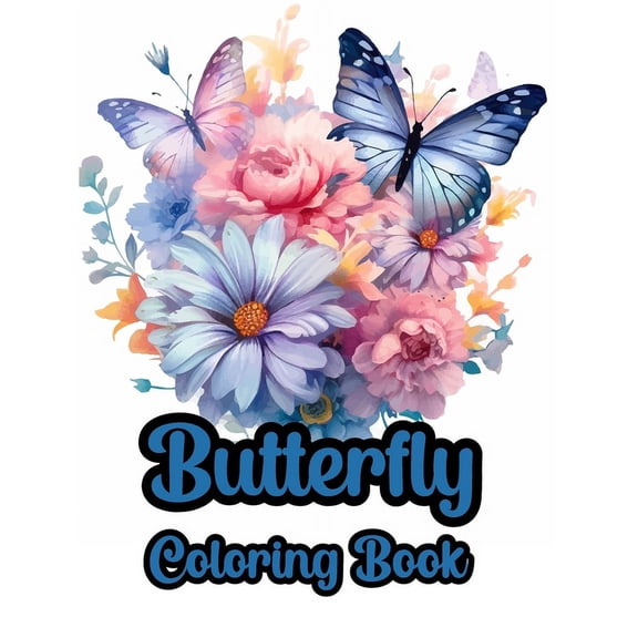 Butterfly Coloring Book: 40 Image Great Gift Adult Coloring Book, (Paperback)