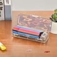 thumbnail image 7 of Plastic Pencil Box Large Capacity Pencil Boxes Clear Boxes with Snap-Tight Lid Stylish Office Supplies Storage Organizer Box Abstract Pizza Pattern, 7 of 7