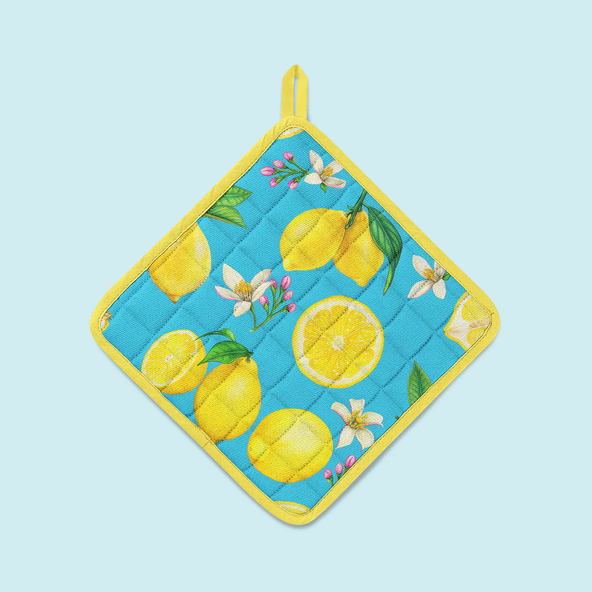 (2 pack) Half-Yard 100% Cotton Lemon Toss, Teal, Yellow, 44" Wide for Quilting & Sewing by David Textiles