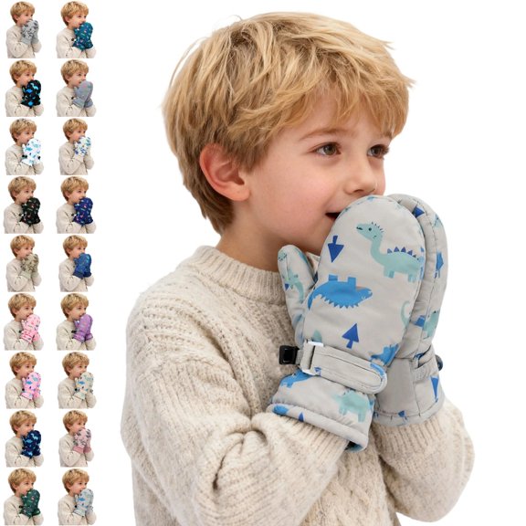 GPOECD Baby Mittens Ski Winter Warm Waterproof Fleece Lined Thermal Insulated Kids Gloves for Outdoor Snow Activities
