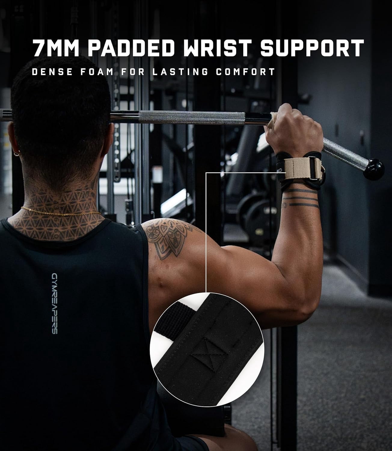 Gymreapers GripLink Lifting Straps – Heavy Duty D-rings Wrists Straps with Anti-Slip Silicone Grip Beads, Cushioned, Adjustable Support for Deadlifts, Powerlifting, Cable Machines and Gym Trainings