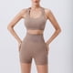 thumbnail image 5 of Conjunto de dos piezas de sujetador deportivo con amortiguación para mujer, pantalones cortos deportivos de cintura alta sin costuras y almohadillas para el pecho, ropa moldeadora para mujer, 5 of 6