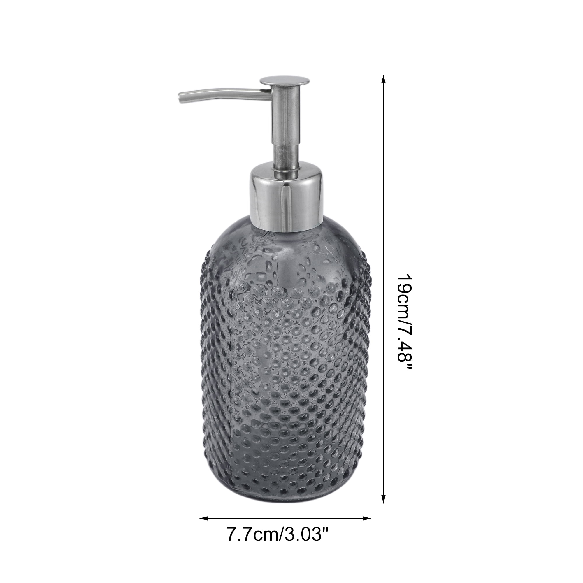 Unique Bargains 1 Pc Elegant Circle Raindrop Pattern Soap Pump Dispenser for Bathroom 13.52oz Gray Silver Tone