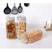 CamSaf Airtight Glass Canisters with Clamp Lids for Kitchen, 78 oz, Set of 3, Square