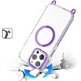 thumbnail image 4 of For Apple iPhone 13 Pro Max Clear Magnetic Frame PC Back Shockproof Protective Case with Detachable Lanyard Strap, Compatible with MagSafe Cover, XPM Phone Case [Purple], 4 of 10