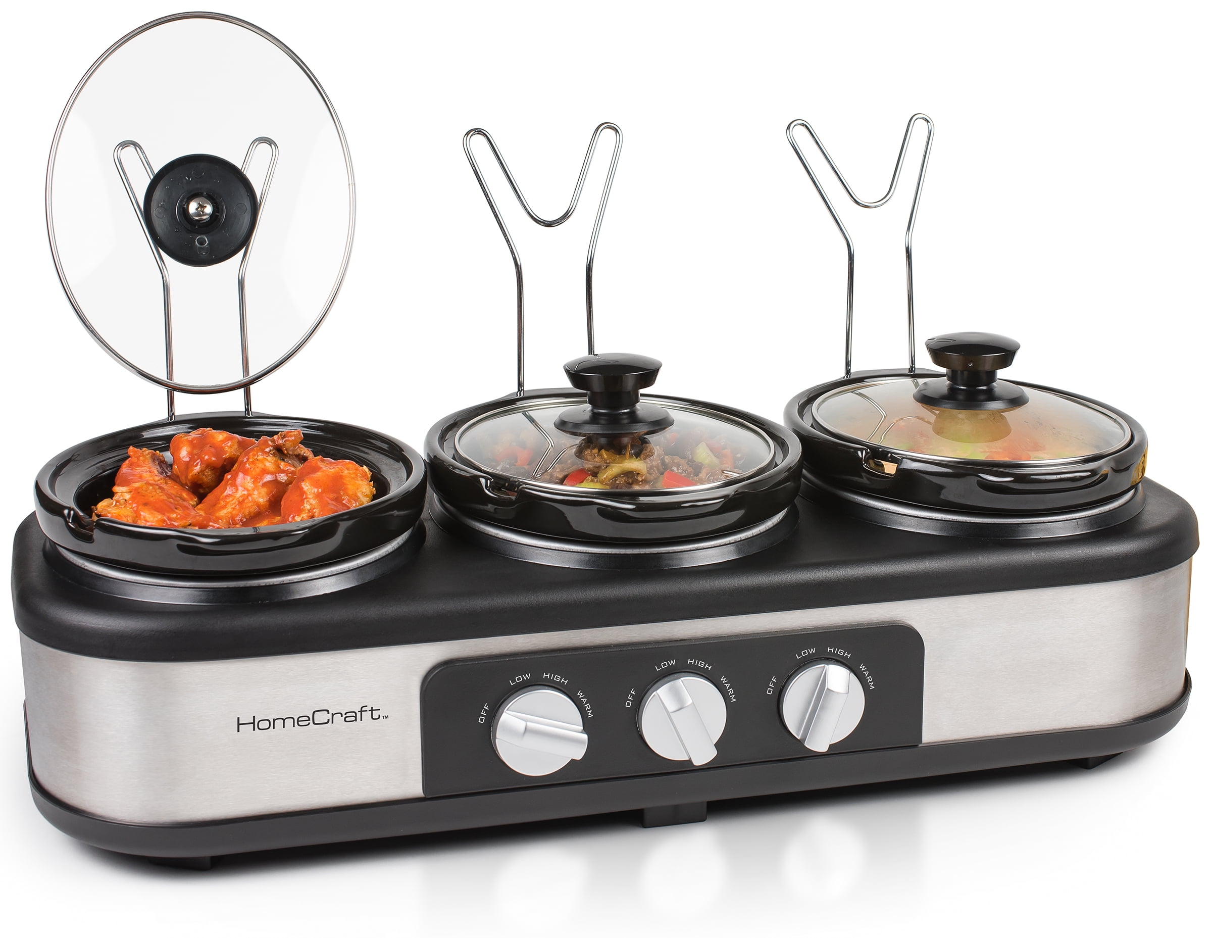 Nostalgia TSC15SS HomeCraft 3Station Oval Slow Cooker Buffet, 1.5