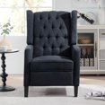 thumbnail image 2 of 27" Wide Manual Wingback Recliner Chair, Vintage Accent Chair, Recliner Chair with Nailhead Trim and Birch Legs, Tufted Single Sofa Chair, for Home, Living Room, Office, Bedroom, Black, 2 of 7