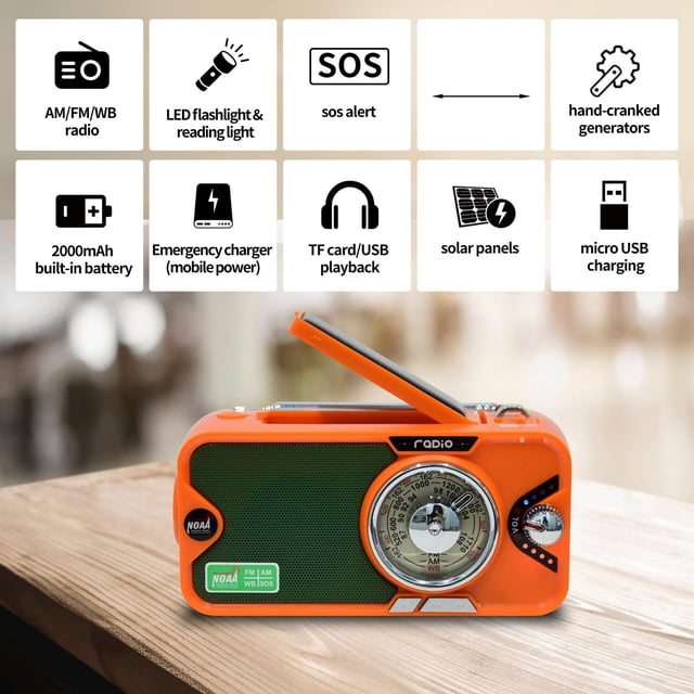 Lámpara de lectura de carga Sor de FM Banco de energía 3600mAh Bluetooth naranja Macarena