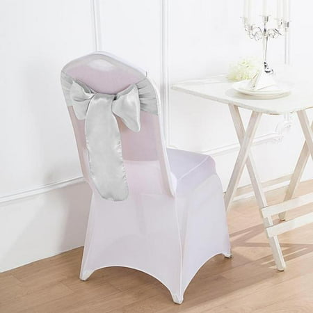 

BalsaCircle 5 New Satin Chair Sashes Bows Ties Silver