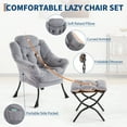 thumbnail image 4 of Lazy Chair with Ottoman,Leisure Sofa Chair,Soft Fabric Armchair with Armrests and Side Pockets,Reading Chair with Footrest for Living Room,Bedroom,Office, 4 of 8