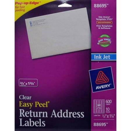 Avery Return Address Inkjet Label, White, 600ct