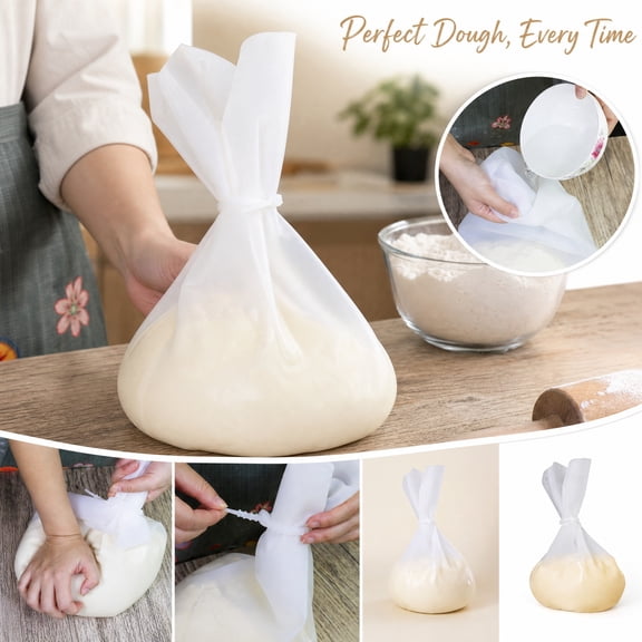 MInHoues Thick Food Grade Silicone Dough Kneading Bag, Reusable Dough Proofing Storage Mixing Bag for Bread, Pizza, Tortilla & Pastry Baking(Small)