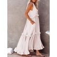 thumbnail image 2 of XCHQRTI Ruffled Pleated Women Dress 2024 Sleeveless Sundress Long Flowy Boho Beach Party Dresses, 2 of 9