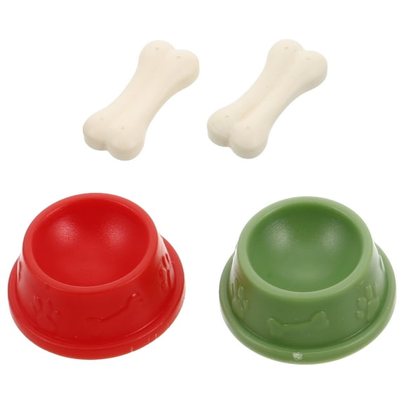 2 Sets Miniatures Food Toy for Kids Dollhouse Simulated Dog Pot Child