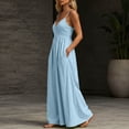 thumbnail image 6 of Aimik Women's Wrap Waist Maxi Sundress Summer Spaghetti Strap V Neck Solid Maxi Sundress Loose Airy Casual Vacation Long Dress, 6 of 6