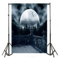 thumbnail image 2 of ABPHOTO Polyester 5x7ft Photography Backgrounds Dark Horror Night Full Moon Trees Gloomy Balcony View Halloween Theme Photo Backdrop, 2 of 3