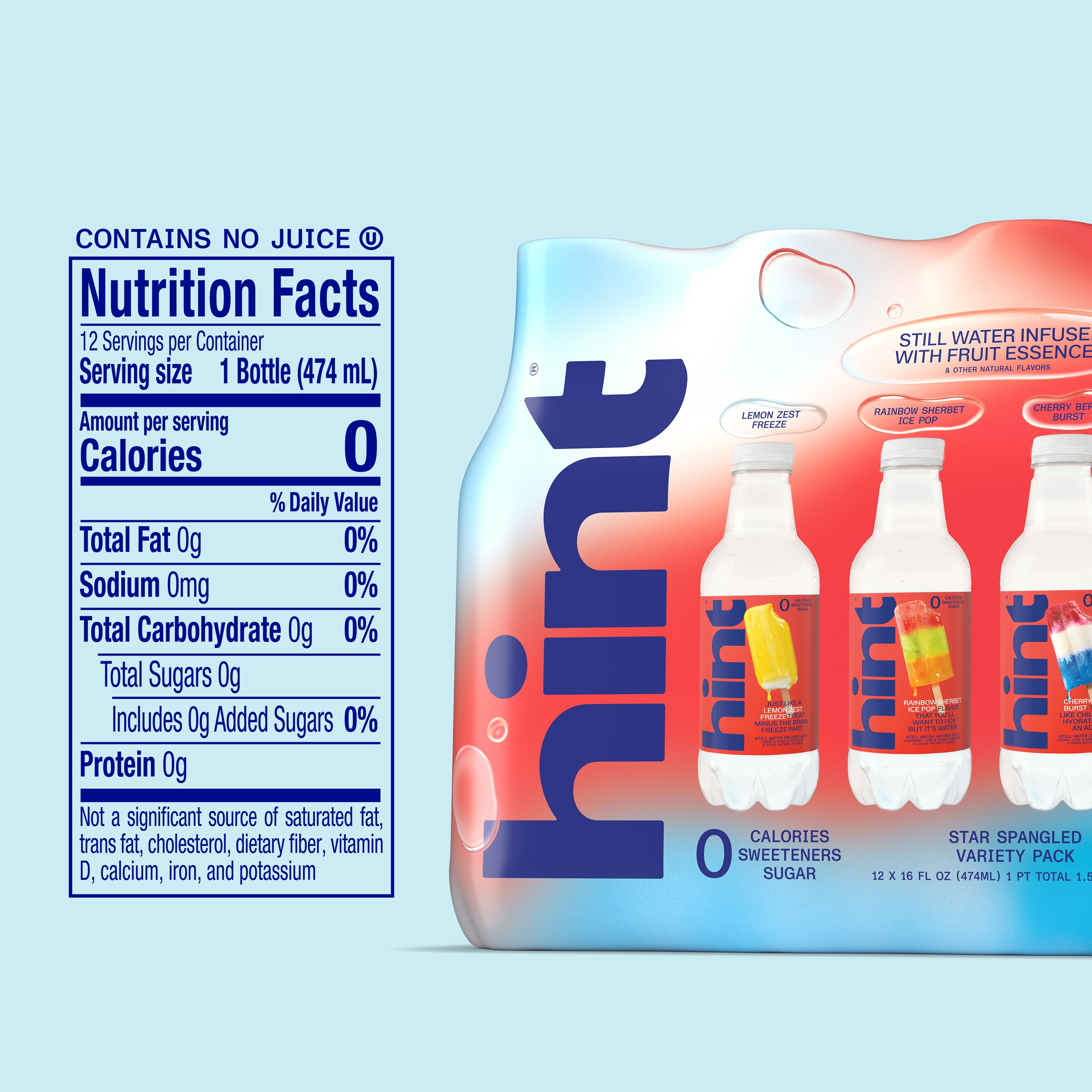 Hint Fruit-Infused Bottled Water, Summer Classics Variety Pack - Sugar Free Flavored Water with Zero Calories, Natural Fruit Essences, and No Artificial Sweeteners - 16 Fl Oz (Pack of 12)