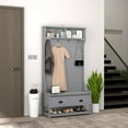 thumbnail image 2 of HOMCOM Banc à Chaussures Porte-Manteau, Arbre de Hall avec Banc et Rangement à Chaussures, Gris, 2 of 10