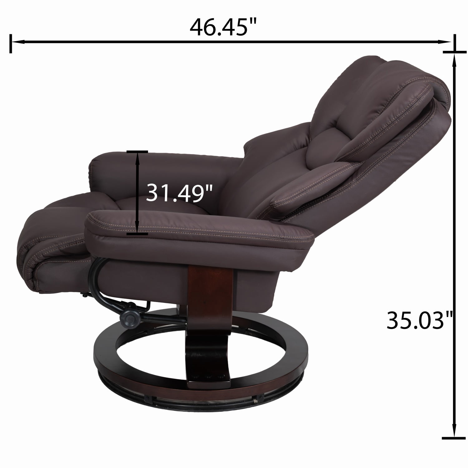 Hommoo 8-Point Massage Recliner with Ottoman, Heated Faux Leather Reclining Chair ,Bent Wood Base, Indoor Lounge TV Armchair with Footrest, Brown