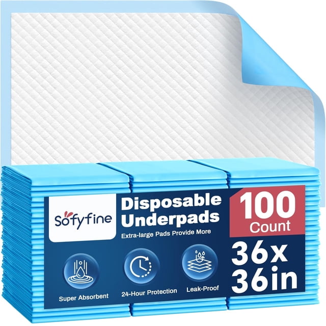 Almohadillas desechables SOFYFINE, extra grandes, 90 x 90 cm, 100 unidades